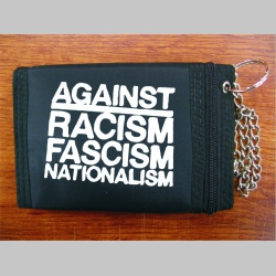 Against Racism, Fascism, nationalism  pevná textilná peňaženka s retiazkou a karabínkou, tlačené logo